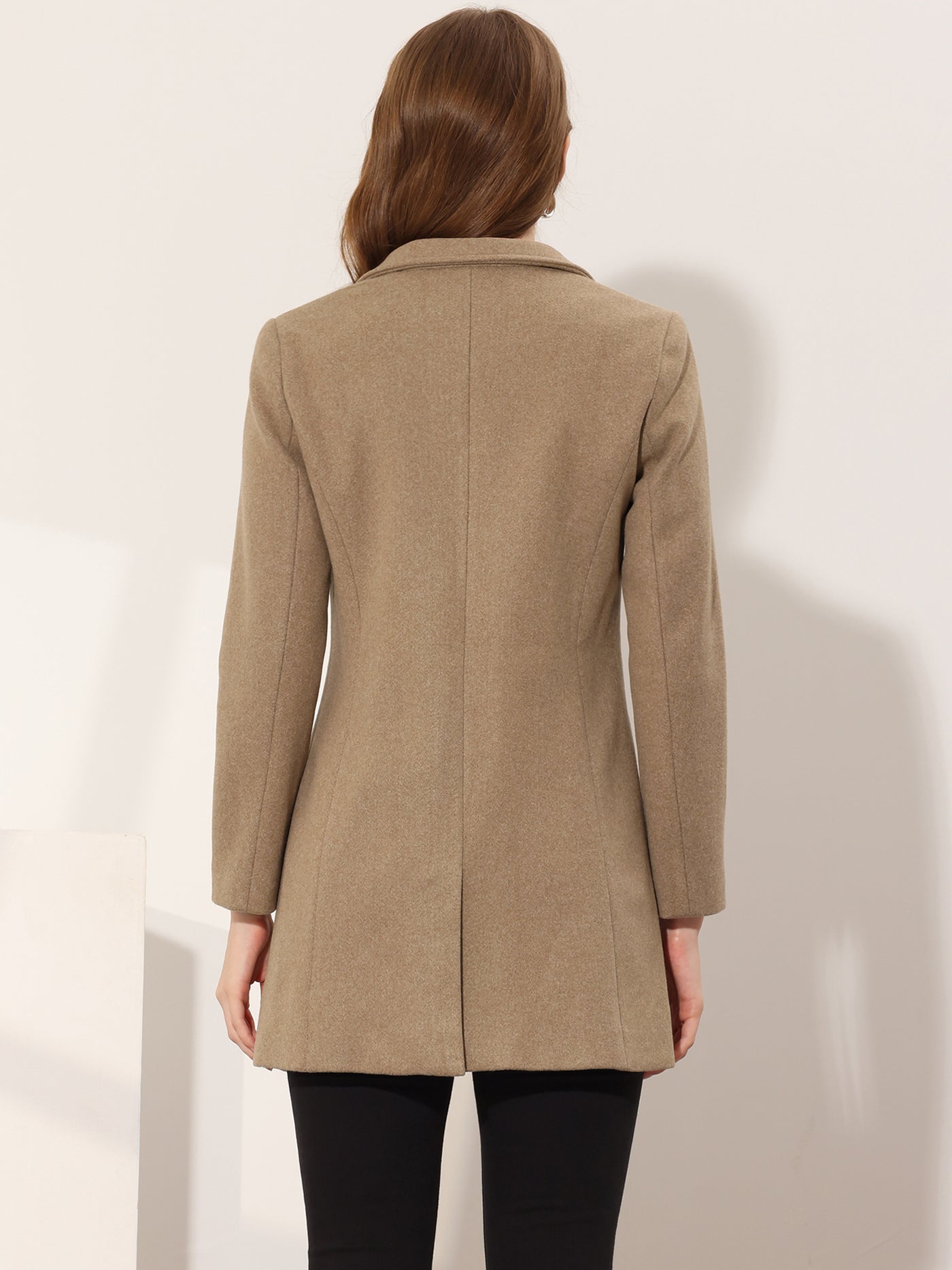 Allegra K Classic Notched Lapel Long Sleeve Buttoned Coat