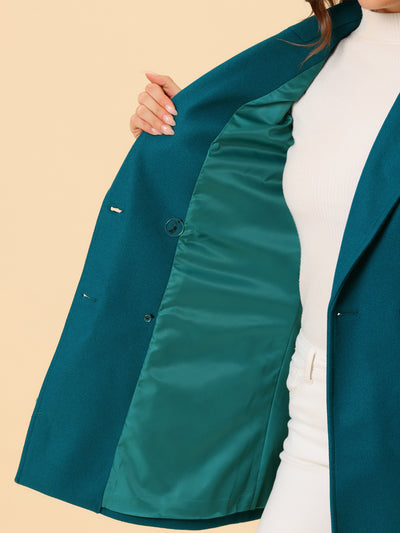 Notch Lapel Double Breasted Belted Mid Long Outwear Winter Coat