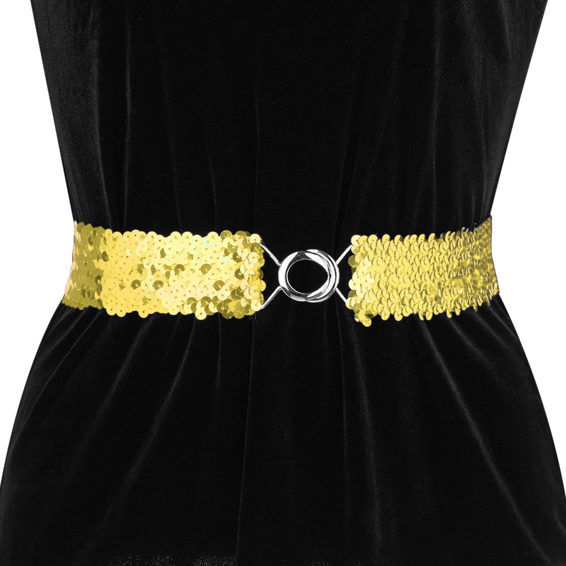 Allegra K Womens Stretchy Skinny Waist Belts Shinny Sequins Decor Elastic Belts for Dresses