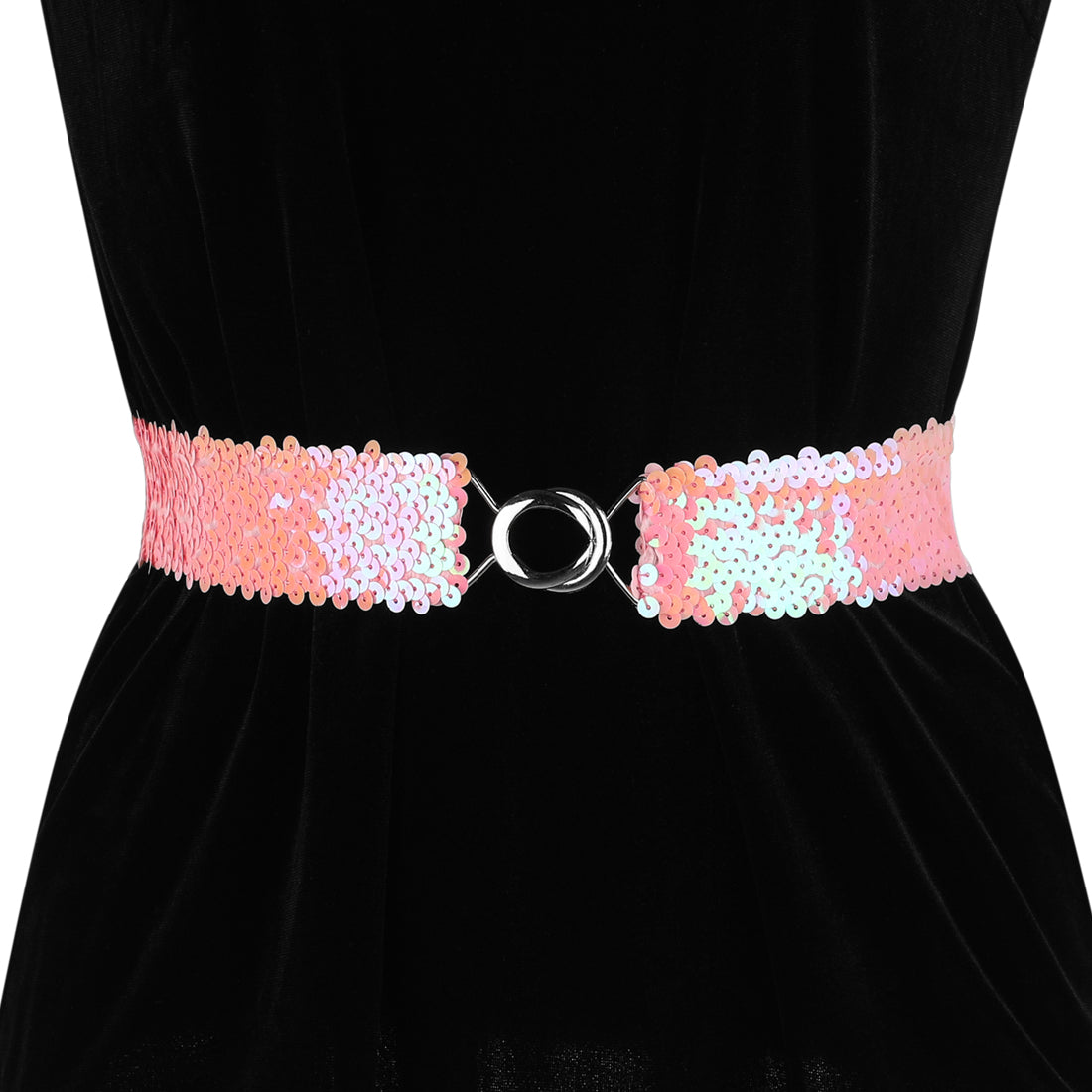 Allegra K Womens Stretchy Skinny Waist Belts Shinny Sequins Decor Elastic Belts for Dresses