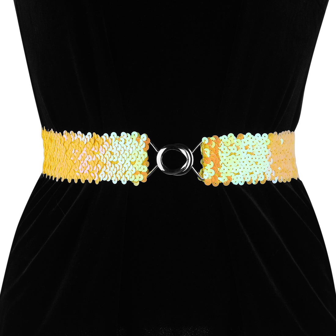 Allegra K Womens Glitter Skinny Stretchy Waist Belts Sequins Decor Elastic Belts for Dresses