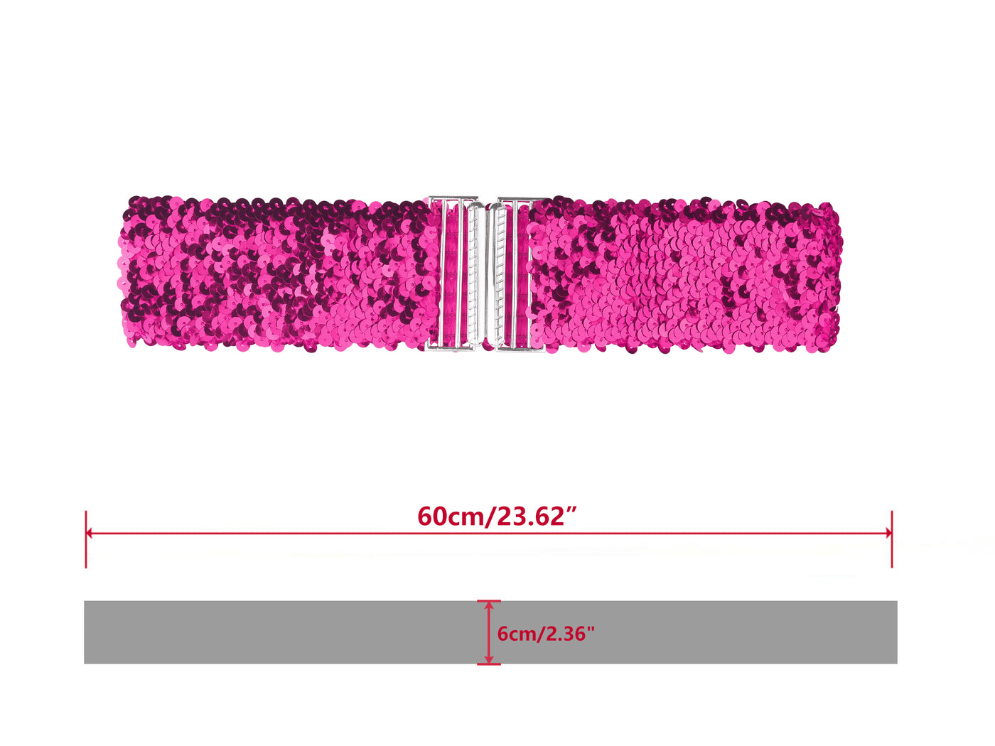 Allegra K Womens Glitter Stretchy Waist Belts Interlock Buckles Sequins Decor Wide Elastic Belts 2PCS
