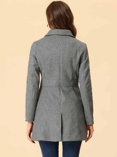 Peter Pan Collar Flap Pocket Single Breasted Button Long Coat