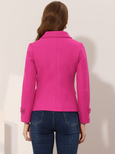 Winter Notched Lapel Double Breasted Short Pea Coat