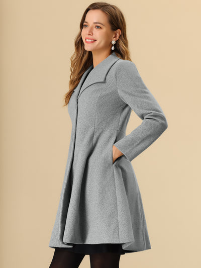 Allegra K Winter Wide Lapel Single Breasted Outerwear Swing Long Overcoat