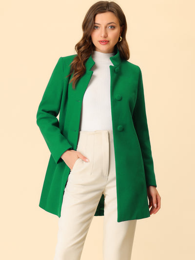 Mid-thigh Stand Collar Single Breasted Long Coat