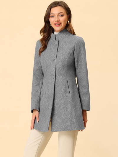 Women's Mid-thigh Stand Collar Single Breasted Long Coat