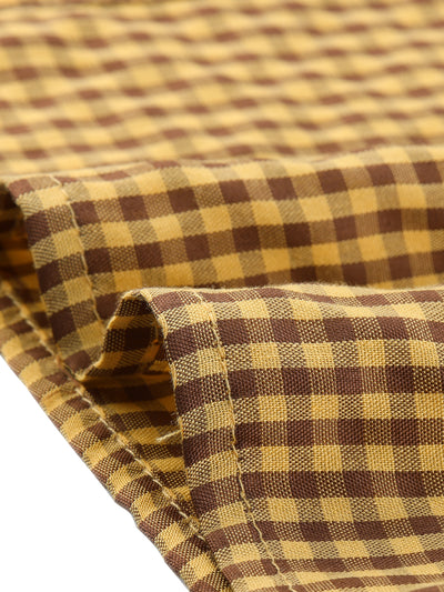 Bow Tie Neck Blouse Vintage Ruffle Sleeveless Gingham Plaid Shirt