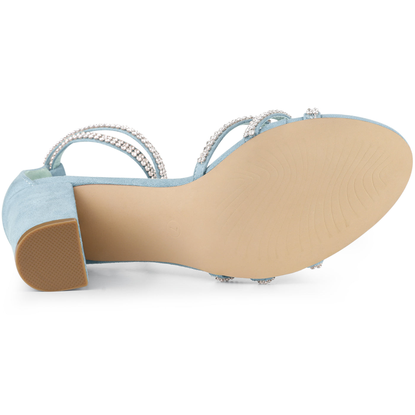 Allegra K Rhinestones Strappy Chunky Heel Sandals