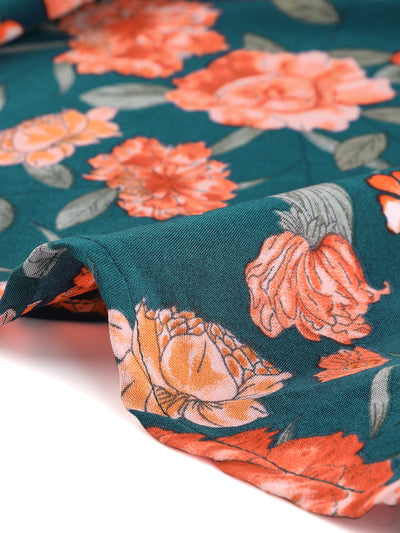Long Sleeve Tops for Vintage Mock Neck Floral Print Blouse