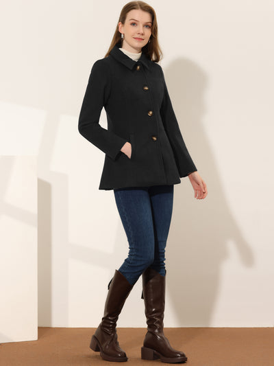 Work Office Winter Overcoat Single Breasted Point Collar Pea Coat