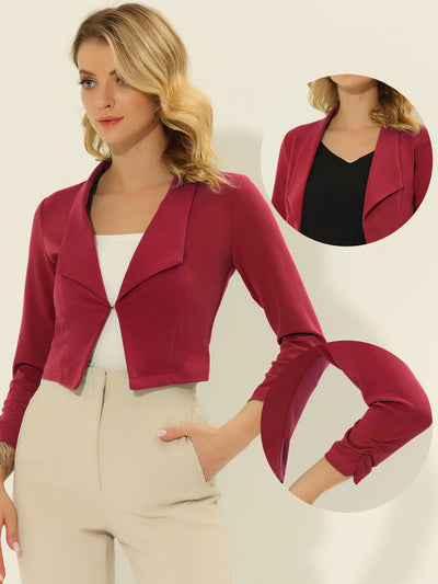 Notched Lapel Ruched Sleeve Jacket Business Cropped Blazer