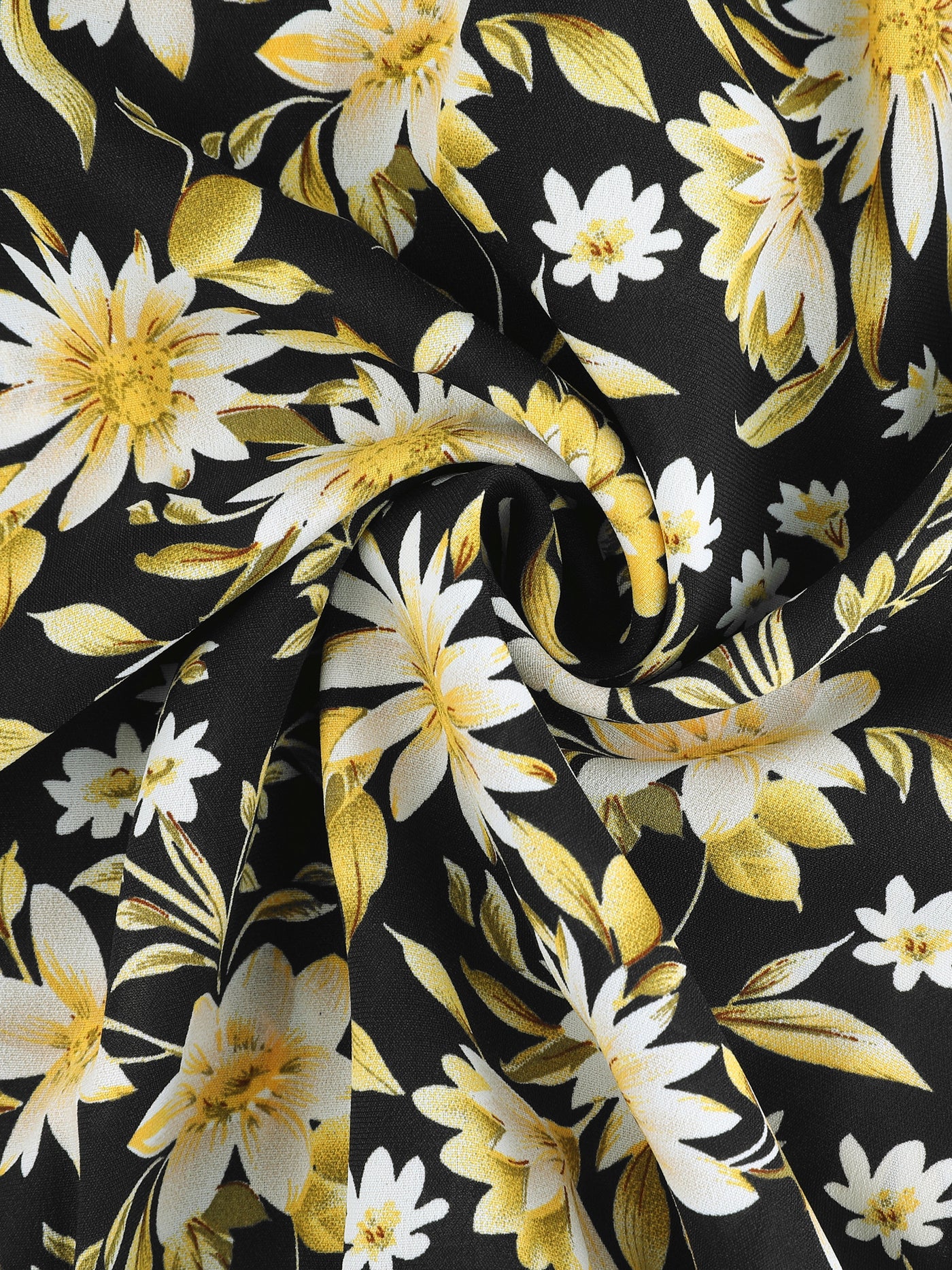 Allegra K Ruffled Floral Printed Vintage Collared Smocked Waist Blouse