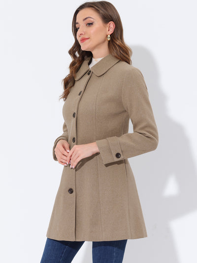 Peter Pan Collar Single Breasted Overcoat Winter Long Coat