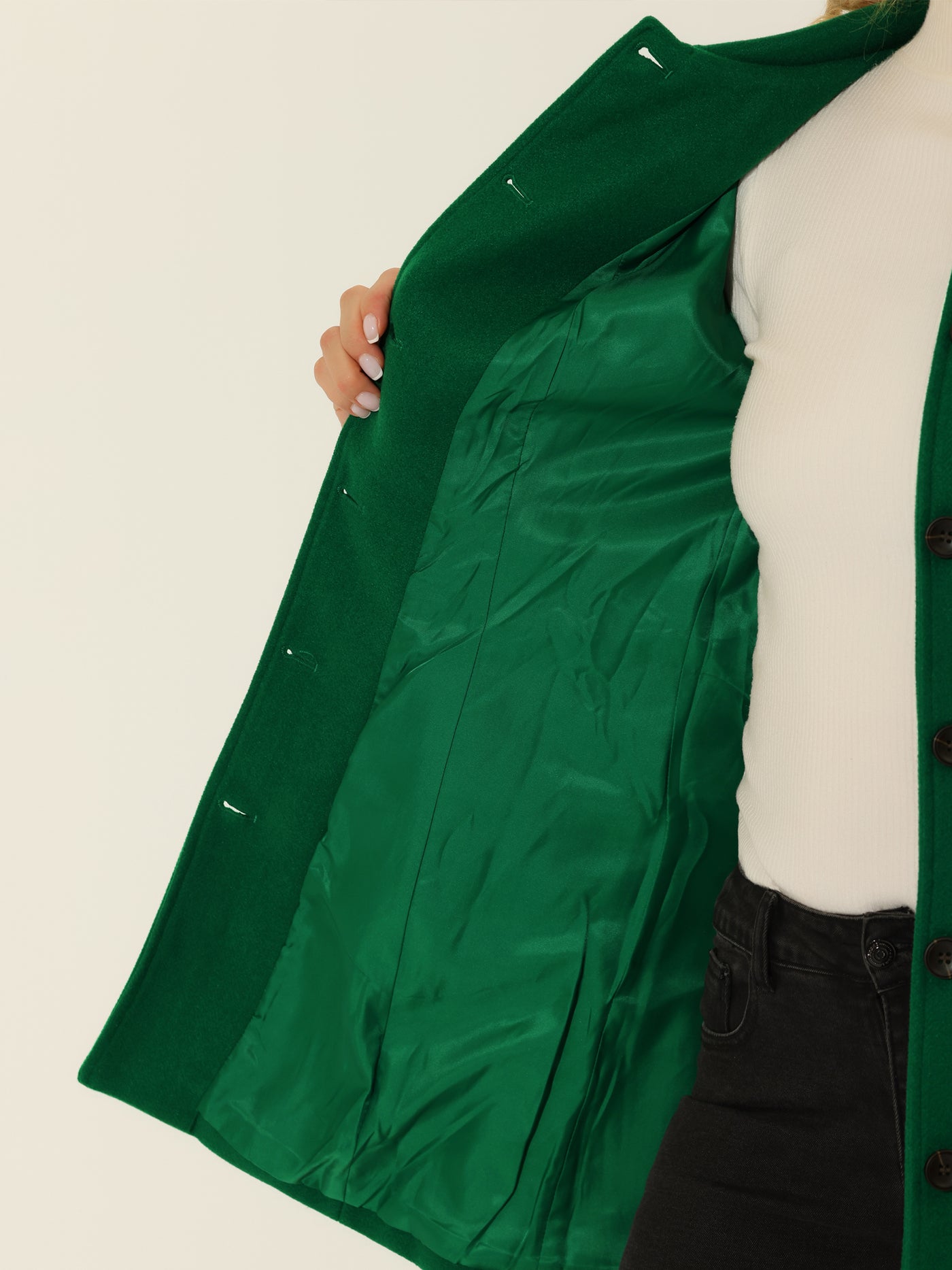 Allegra K Peter Pan Collar Single Breasted Overcoat Winter Long Coat
