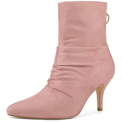 Pointy Toe Slouchy Back Zipper Stiletto Heel Ankle Boots
