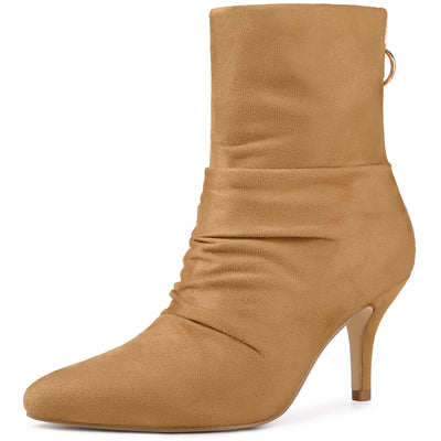 Pointy Toe Slouchy Back Zipper Stiletto Heel Ankle Boots