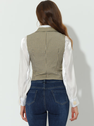 Plaid Waistcoat Notched Lapel Collar Single Breasted Vintage Vest