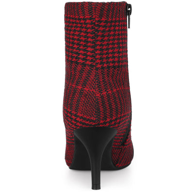 Pointed Toe Stiletto Heel Houndstooth Ankle Booties