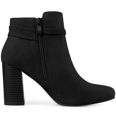 Round Toe Buckle Chunky Heel Ankle Boots