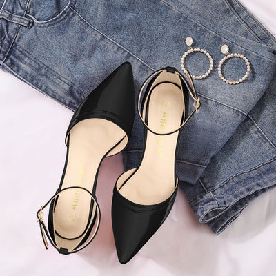 Pointed Toe Stiletto High Heel Party Ankle Strap Pumps