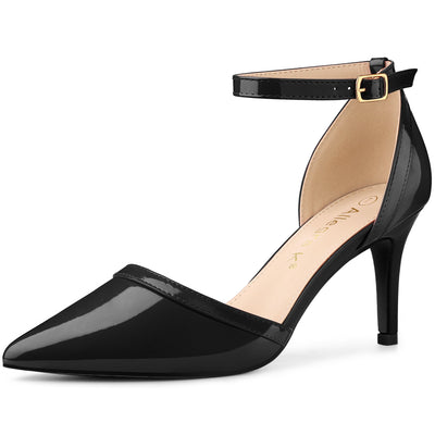 Pointed Toe Stiletto High Heel Party Ankle Strap Pumps