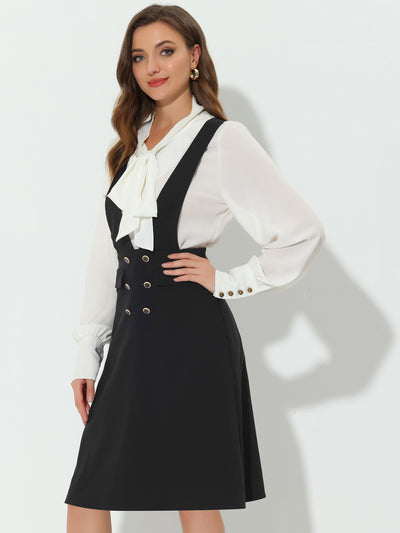 Overall Pinafore Dress Midi Suspenders Skirt