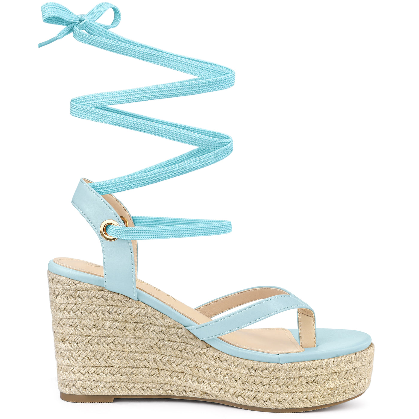 Allegra K Espadrille Platform Lace Up Slingback Flip Flops Wedge Sandals