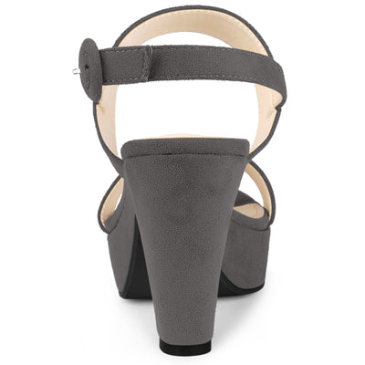 Faux Suede Platform Chunky High Heel Slingback Sandals