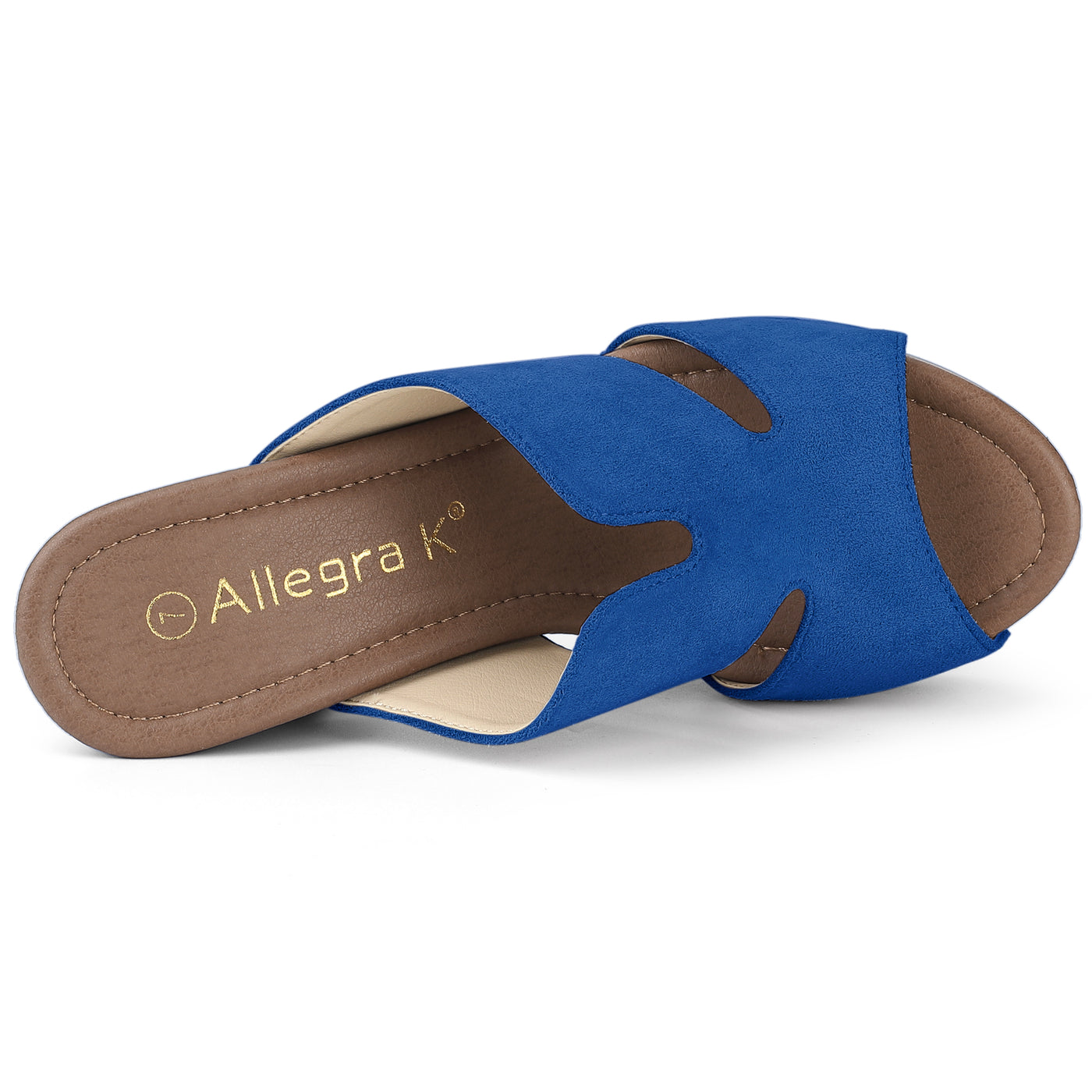 Allegra K Faux Suede Platform High Block Heel Slides Sandals