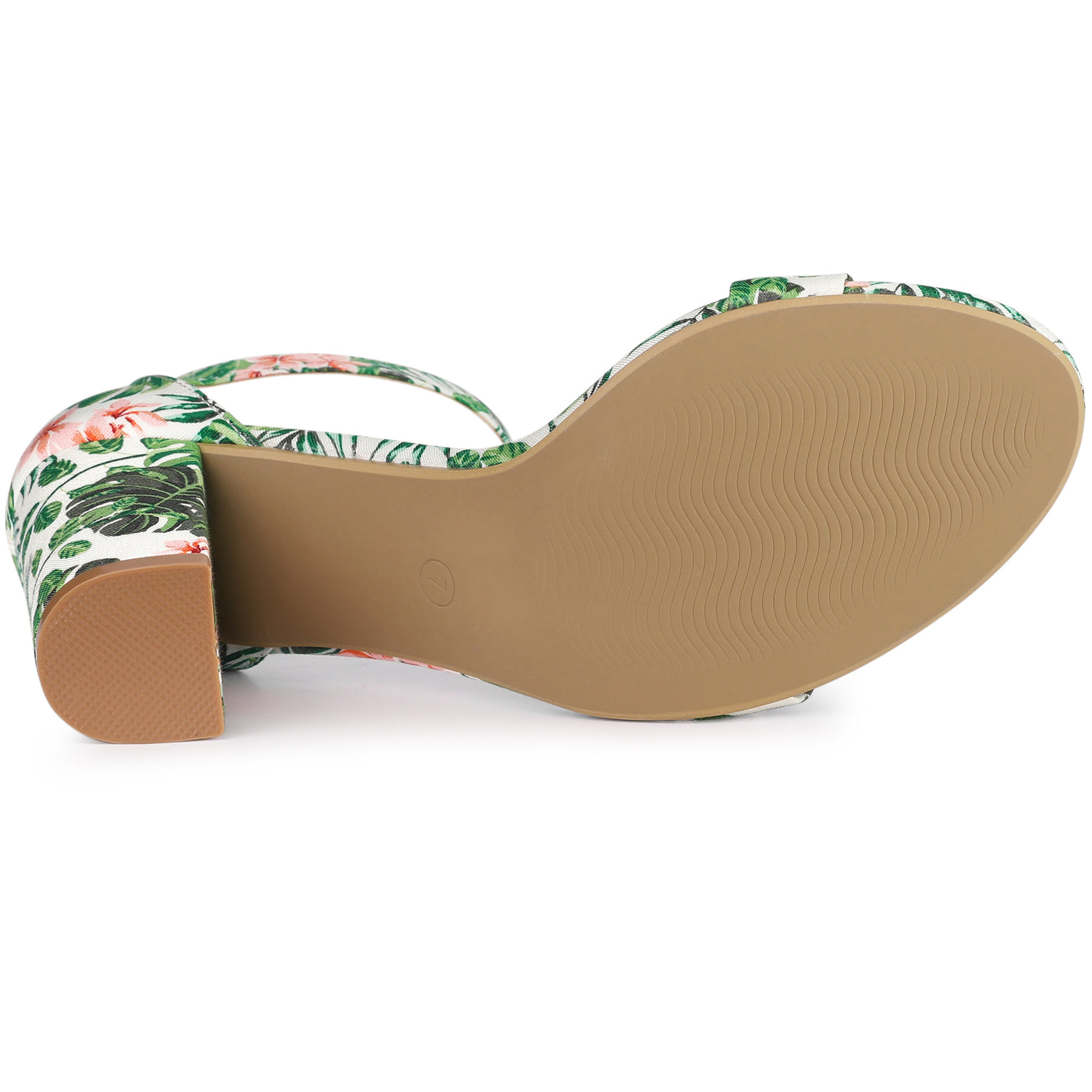 Allegra K Floral Printed Open Toe Ankle Strap Block Heel Sandals