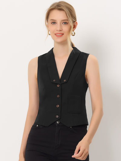 Allegra K Waistcoat Versatile V Neck Sleeveless Button Dressy Suit Jacket Vest