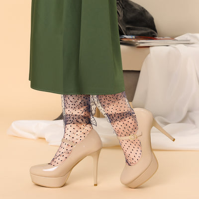 Platform Ankle Strap Stiletto Heel Dress Shoes Mary Jane Pumps