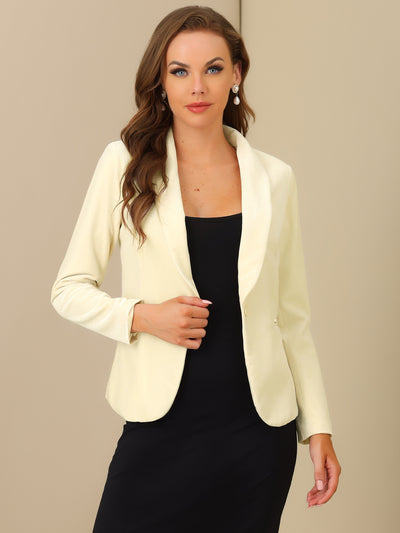 Office Solid Shawl Collar Single Button Velvet Blazer