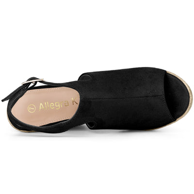 Women's Peep Toe Slingback Platform Espadrilles Wedge Sandals
