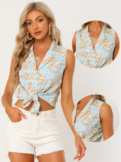 Allegra K Hawaiian Shirt for Button Down Tropical Floral Summer Tops