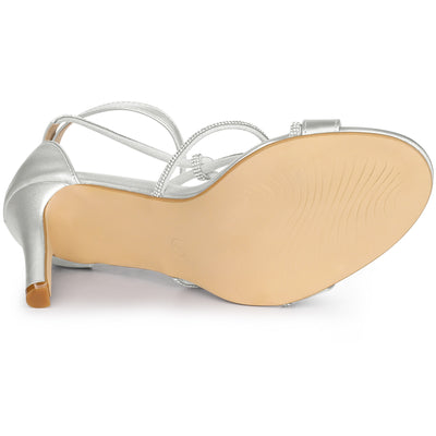 Women's Rhinestone Knot Strap Stiletto Heels Sandals