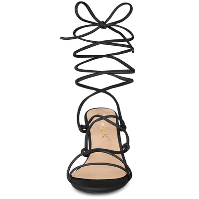 Women's Lace Up Open Toe Strappy Stiletto Heels Sandals
