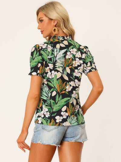 Tropical Summer Tops for Short Sleeve V Neck T Shirt Printed Blouse