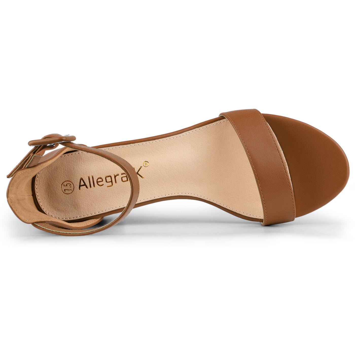 Allegra K PU Open Toe Block Low Heel Ankle Strap Sandals