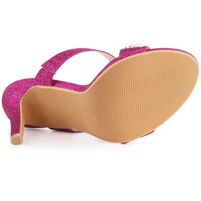Open Toe Glitter Rhinestone Decor Stiletto Heel Sandals