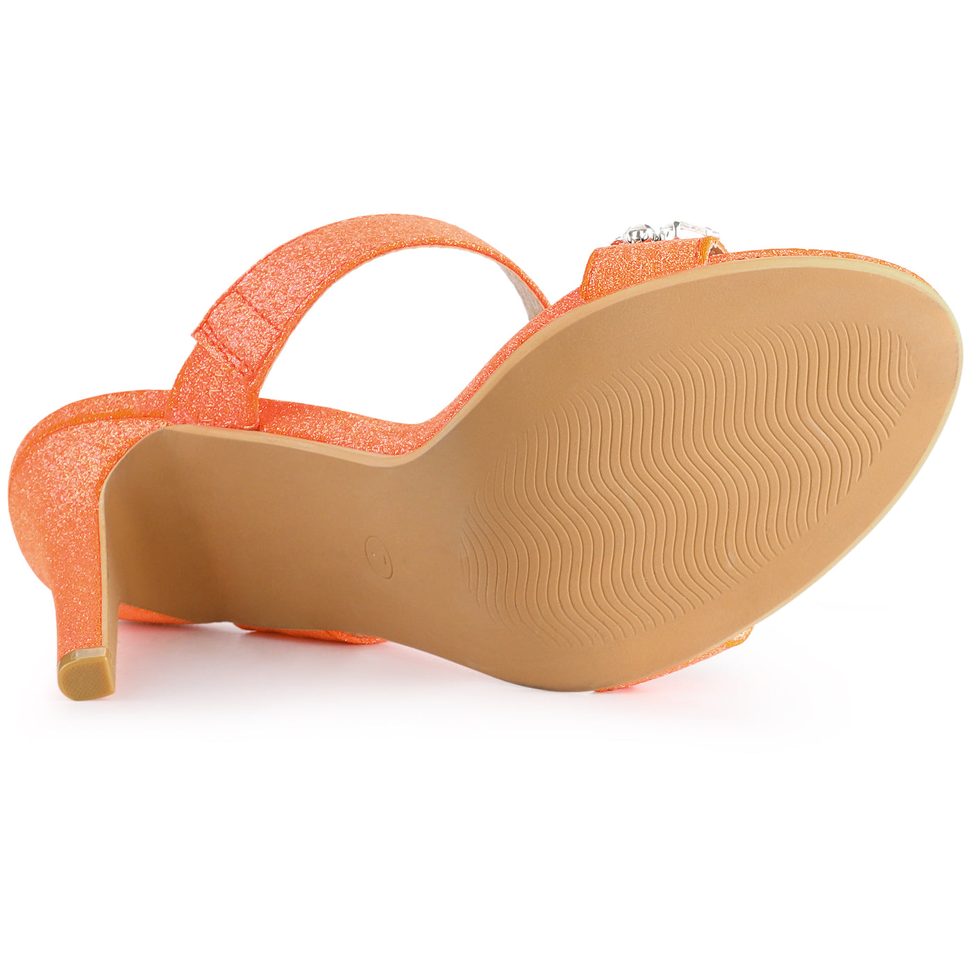 Allegra K Open Toe Glitter Rhinestone Decor Stiletto Heel Sandals