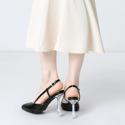 Women's Slingback Stiletto Clear Heels Pointed Toe Pump