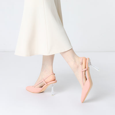 Women's Slingback Stiletto Clear Heels Pointed Toe Pump
