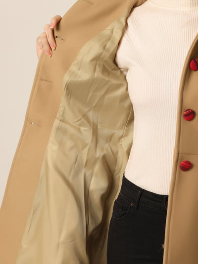 Peter Pan Collar Contrast Trim Single Breasted Winter Long Coat