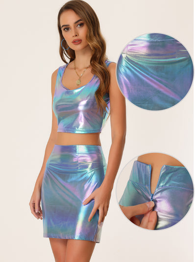 Mini Metallic Shiny Holographic Lightweight Bodycon Skirt