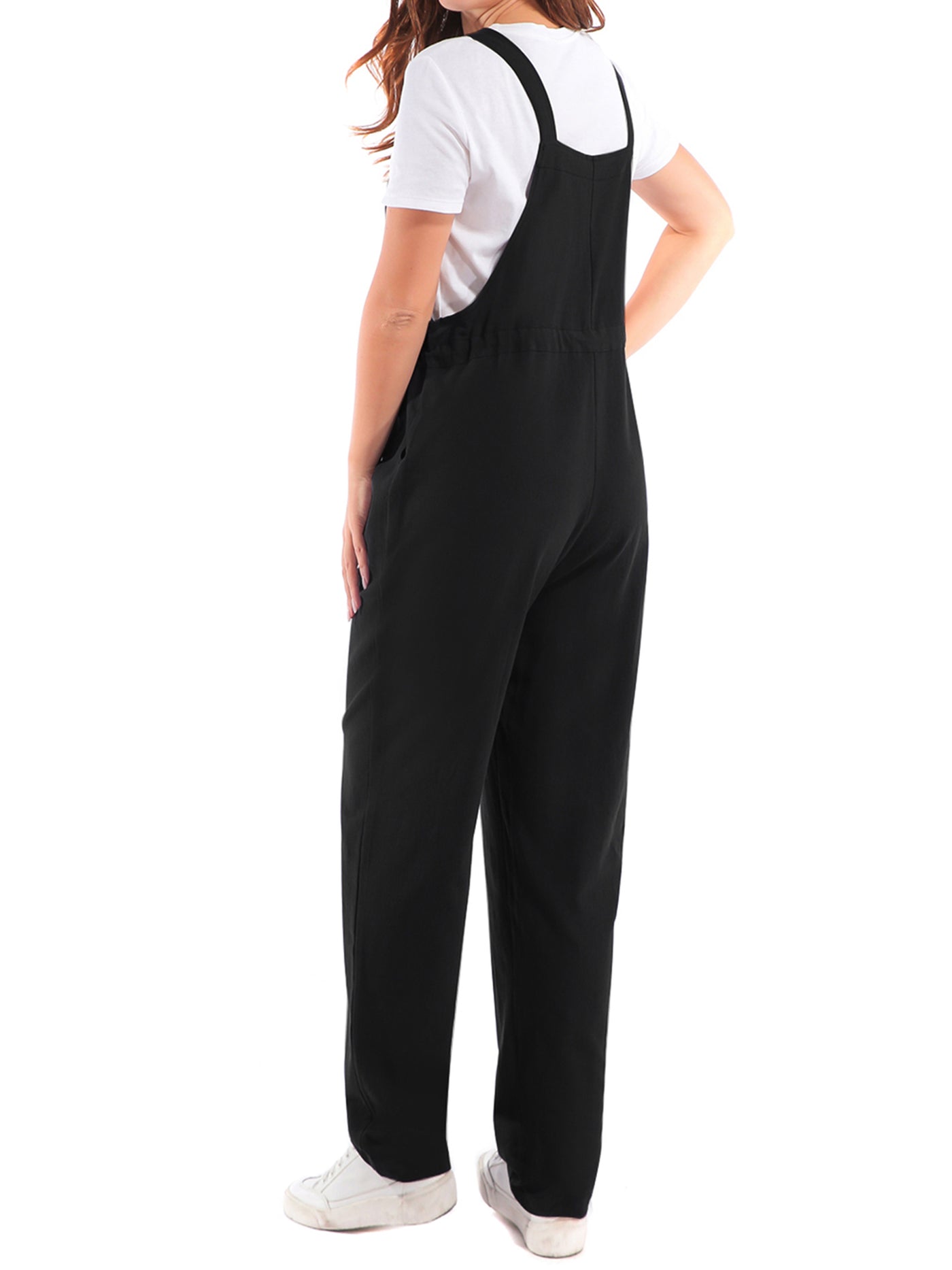 Allegra K Overalls Adjutable Strap Drawstring Suspenders Jumpsuit