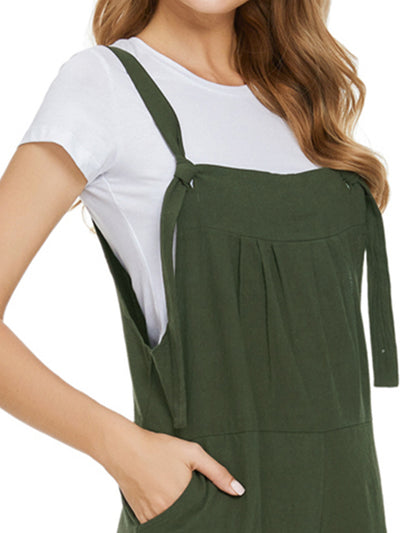 Summer Fashion Baggy Loose Cotton Overalls Jumpsuit with Pockets