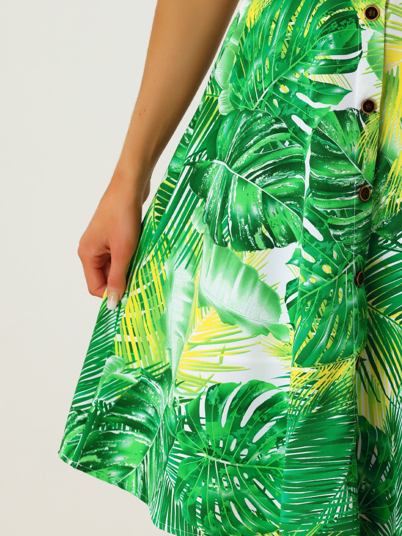 Allegra K Tie Knot Tropical Print Twist Front Sleeveless Midi Cami Dress