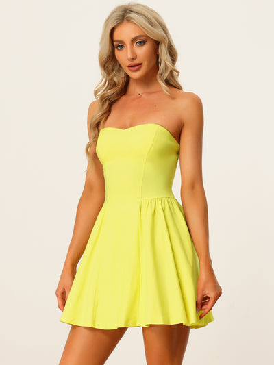 Strapless Sweetheart Neck Fit And Flare Mini Tube Top Dress